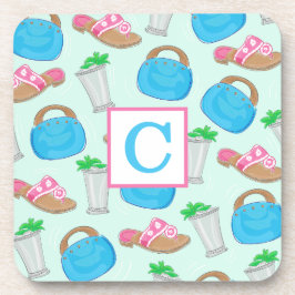 Derby Mint Julep Bermuda Tas Preppy Monogram Bier Onderzetter