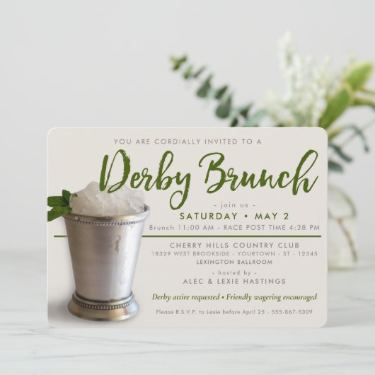 Derby | Mint Julep | Partij Brunch Kaart (Staand voorkant)