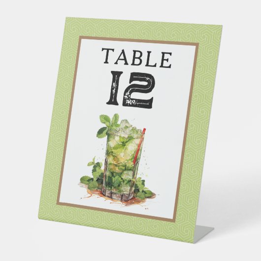 Derby Mint Julep Table Number Reclamebord Met Voetstuk (Voorkant)