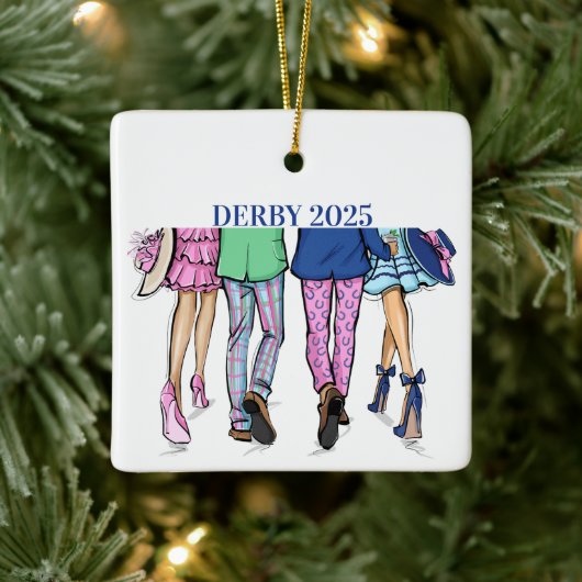 Derby Mode Paren Aangepaste Derby Paardenrennen Keramisch Ornament (Boom)