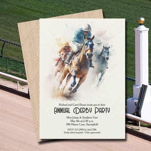 Derby Paard en Jockey Party Kaart