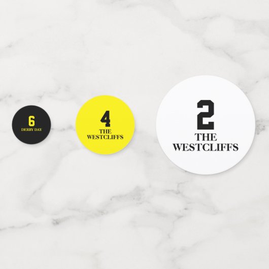 Derby Paard Race Nummers 1 - 6 Kleurrijke Custom Confetti (Achterkanten)