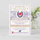 Derby Paard Racing Party Blauw/Rood/Goud Kaart (Staand voorkant)