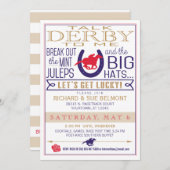 Derby Paard Racing Party Blauw/Rood/Goud Kaart (Voorkant / Achterkant)