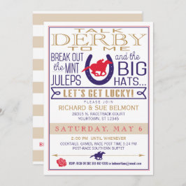 Derby Paard Racing Party Blauw/Rood/Goud Kaart
