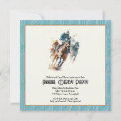 Derby Paarden en Jockeys Aqua Party Kaart (Voorkant)