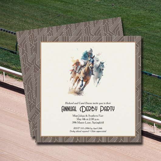 Derby Paarden en Jockeys Brown Party Kaart