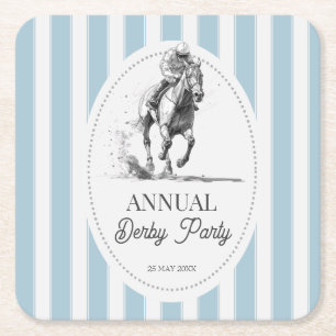 Derby paardenrace feest retro strepen monogram kartonnen onderzetters