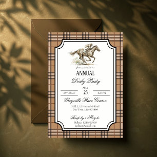 Derby paardenracefeest elegante gingham kaart