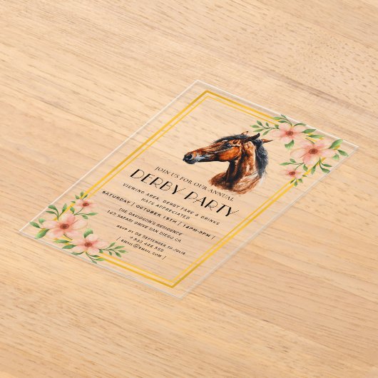 Derby party acryl uitnodigingen (Laagn)