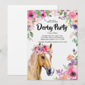  Derby Party Bridal Shower Invitation with Floral  Kaart (Voorkant / Achterkant)