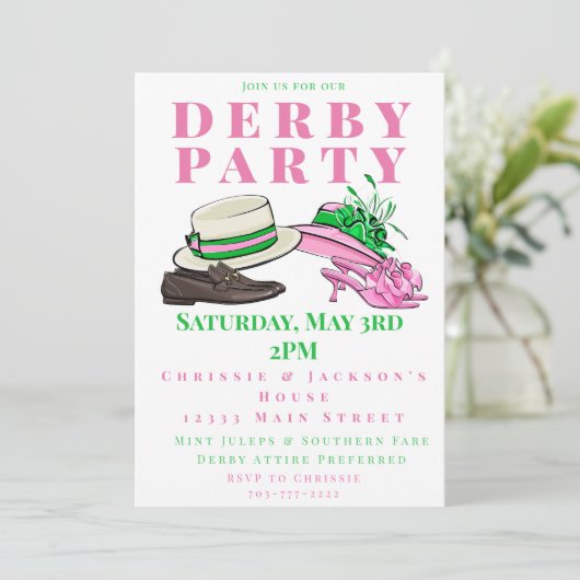 Derby Party Fancy Petten Schoenen Mode Preppy Kaart (Staand voorkant)