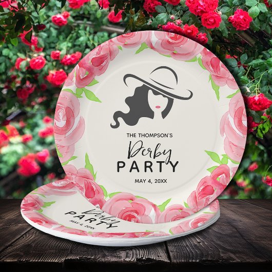 Derby Party Groot Pet en Rozen Papieren Bordje