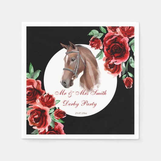 Derby party horse equestrian party gepersonaliseer servet (Voorkant)