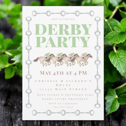 Derby Party Horses Racing Waterverf Kaart