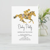  Derby Party Invitation – Floral Horse Head with S Kaart (Staand voorkant)