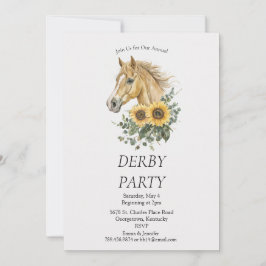  Derby Party Invitation – Horse Head Floral Sunflo Kaart