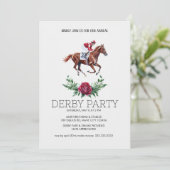 Derby Party Invitation | Horse Racing Elegant Flor Kaart (Staand voorkant)
