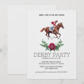 Derby Party Invitation | Horse Racing Elegant Flor Kaart (Voorkant / Achterkant)