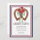 Derby Party Invitation Horseshoe Floral Wall Art Kaart (Voorkant / Achterkant)