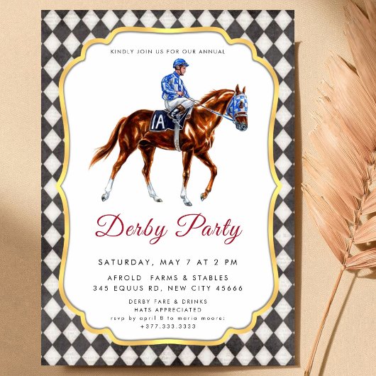Derby Party Invitation Kaart