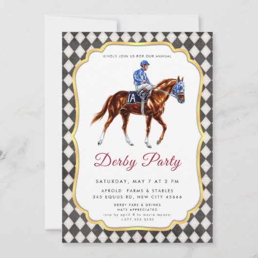 Derby Party Invitation Kaart (Voorkant)