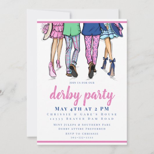 Derby Party Mode Preppy Horse Racing Kaart (Voorkant)