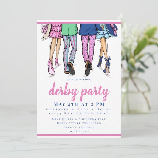 Derby Party Mode Preppy Horse Racing Kaart (Staand voorkant)