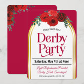 Derby Party Paard Race Rode Rozen Boog Kaart (Voorkant / Achterkant)