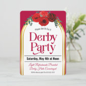 Derby Party Paard Race Rode Rozen Boog Kaart (Staand voorkant)