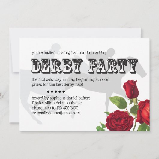 Derby Party Racehorse en Rozen 2 Kaart (Voorkant)