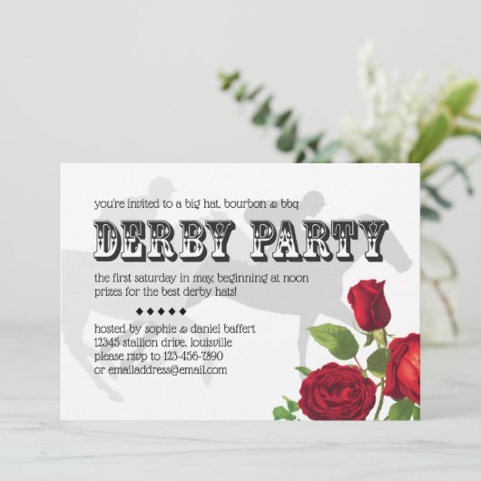 Derby Party Racehorse en Rozen 2 Kaart (Staand voorkant)