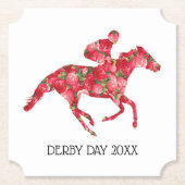 Derby Party Racehorse en Rozen Kartonnen Onderzetters (Voorkant)