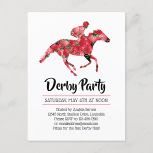Derby Party Red Roses Racehorse Invitation Briefkaart
