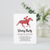 Derby Party Red Roses Racehorse Invitation Briefkaart (Staand voorkant)
