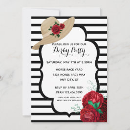 Derby Party Red Roses Stripes Kaart
