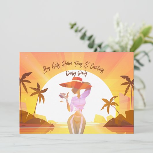Derby Party Tropical Invitation Kaart (Staand voorkant)