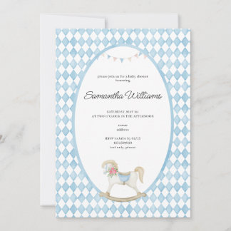 Derby Race Rocking Horse Waterverf Baby shower Kaart
