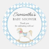 Derby Race Rocking Horse Waterverf Baby shower Ronde Sticker (Voorkant)