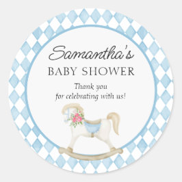 Derby Race Rocking Horse Waterverf Baby shower Ronde Sticker