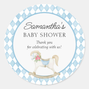 Derby Race Rocking Horse Waterverf Baby shower Ronde Sticker