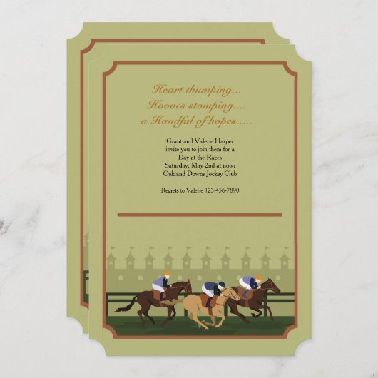 Derby Race Track Invitation Kaart (Voorkant / Achterkant)