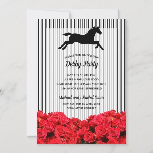 Derby Racehorse Silhouette en Rozen Party Kaart (Voorkant)