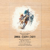 Derby Racehorses en Jockeys Party Acryl Uitnodigingen (Voorkant)