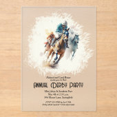 Derby Racehorses en Jockeys Party Acryl Uitnodigingen (Voorkant)