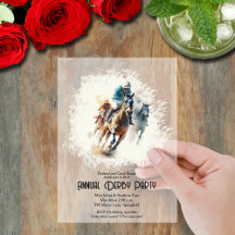 Derby-renpaarden en jockeys-feest