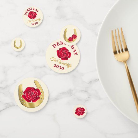 Derby-rozen & hoefijzer-feestdecoratie confetti (Groep)