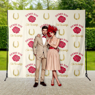 Derby Rozen & Hoefijzers Step en Repeat Achtergron Wandkleed