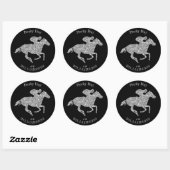 Derby Silver Racehorse op zwart Ronde Sticker (Vel)