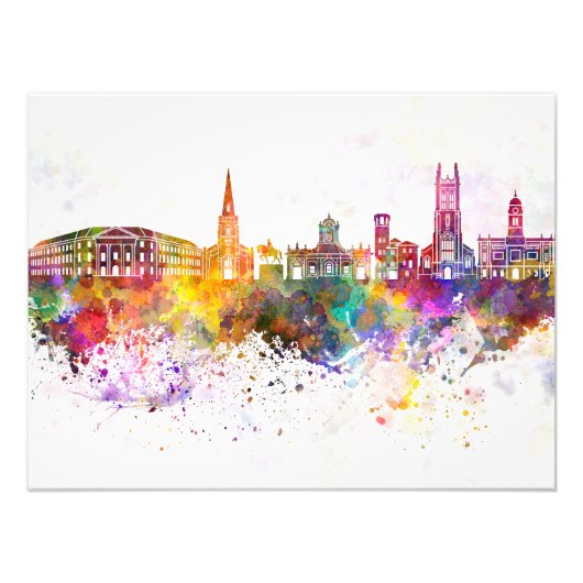Derby skyline in watercolor background foto afdruk (Voorkant)